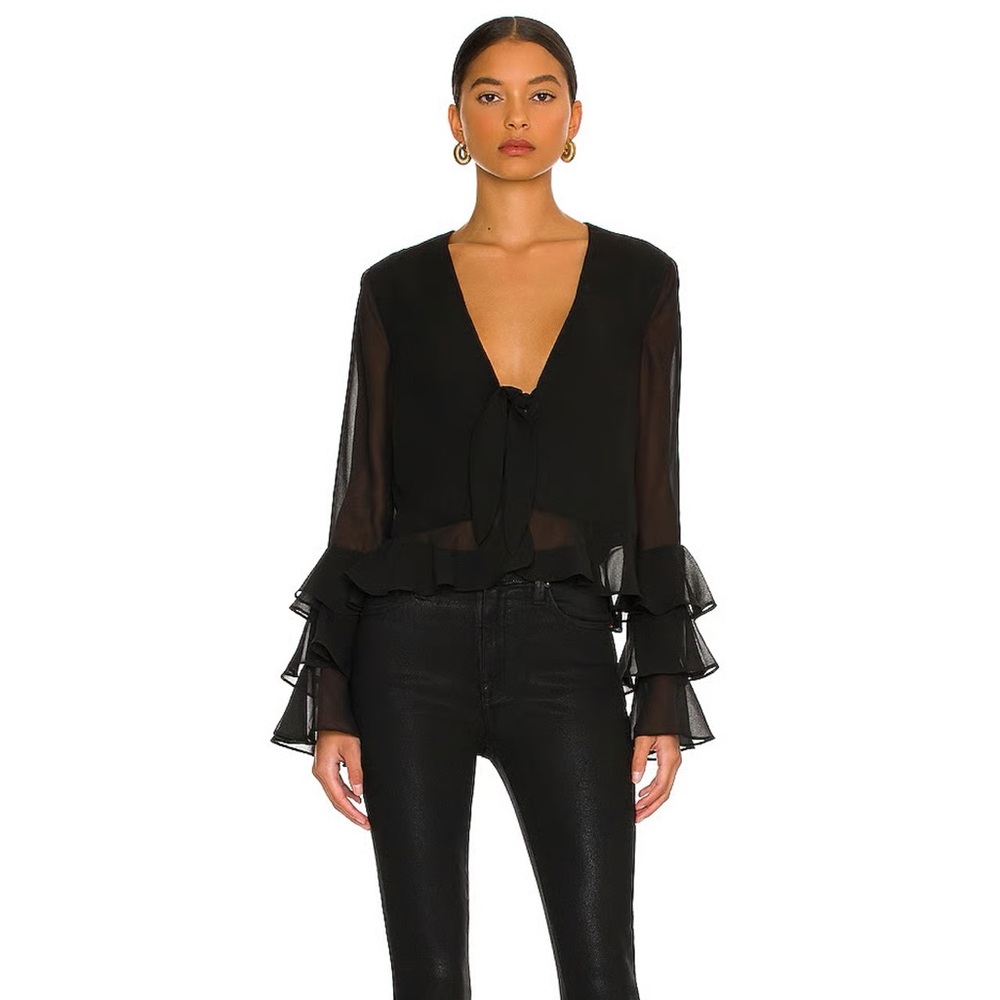Tularosa Black Ruffle Tie Top